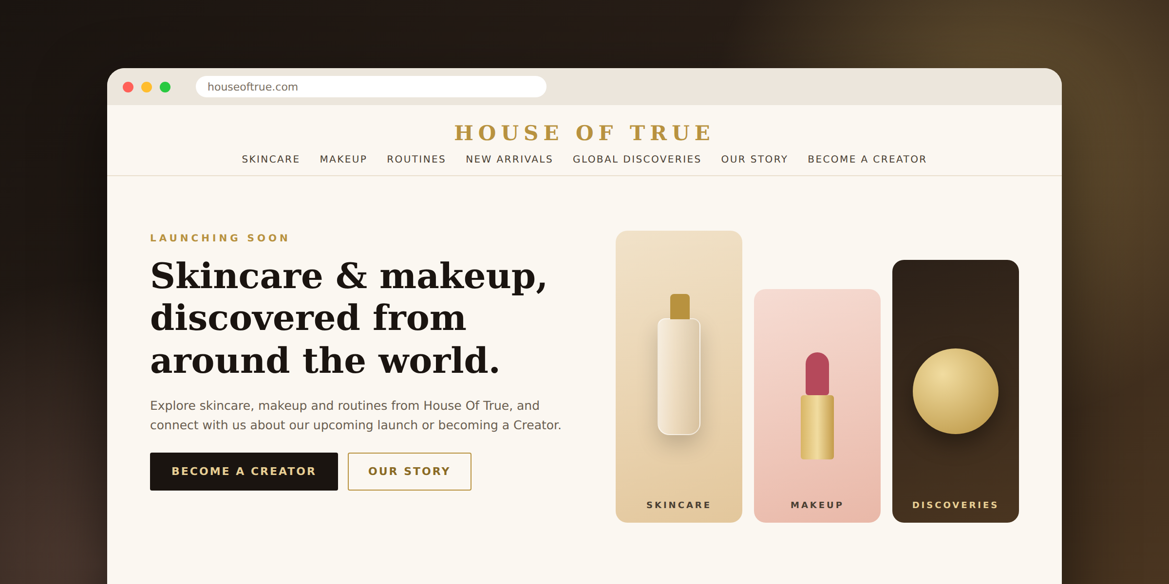 House of True, brand website preview